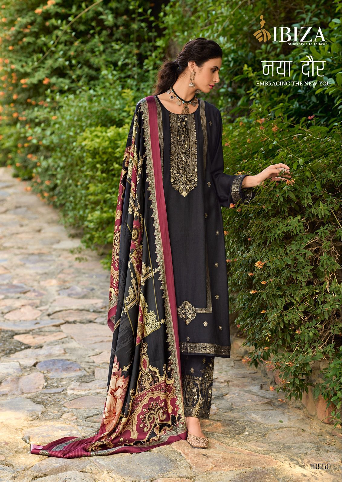Naya Dor By Ibiza Viscose Pashmina Printed Suits Catalog
